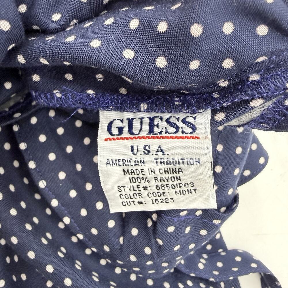 Guess Polka Dot Halter Dress 11 Navy White Fit Flare Retro Y2k Rockabilly Pin-up - Picture 6 of 7